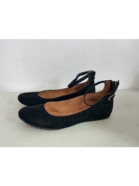 Black Faux Suede Ballet Flats Shoes Womens 10